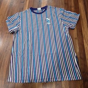 The Smurf Striped Tee Shirt with Embroidered Smurf On Chest Size Medium